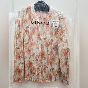 NWT Vince Floral Crushed Satin Blouse